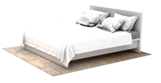 Схема 1 для спальни: Кровать полностью на ковре